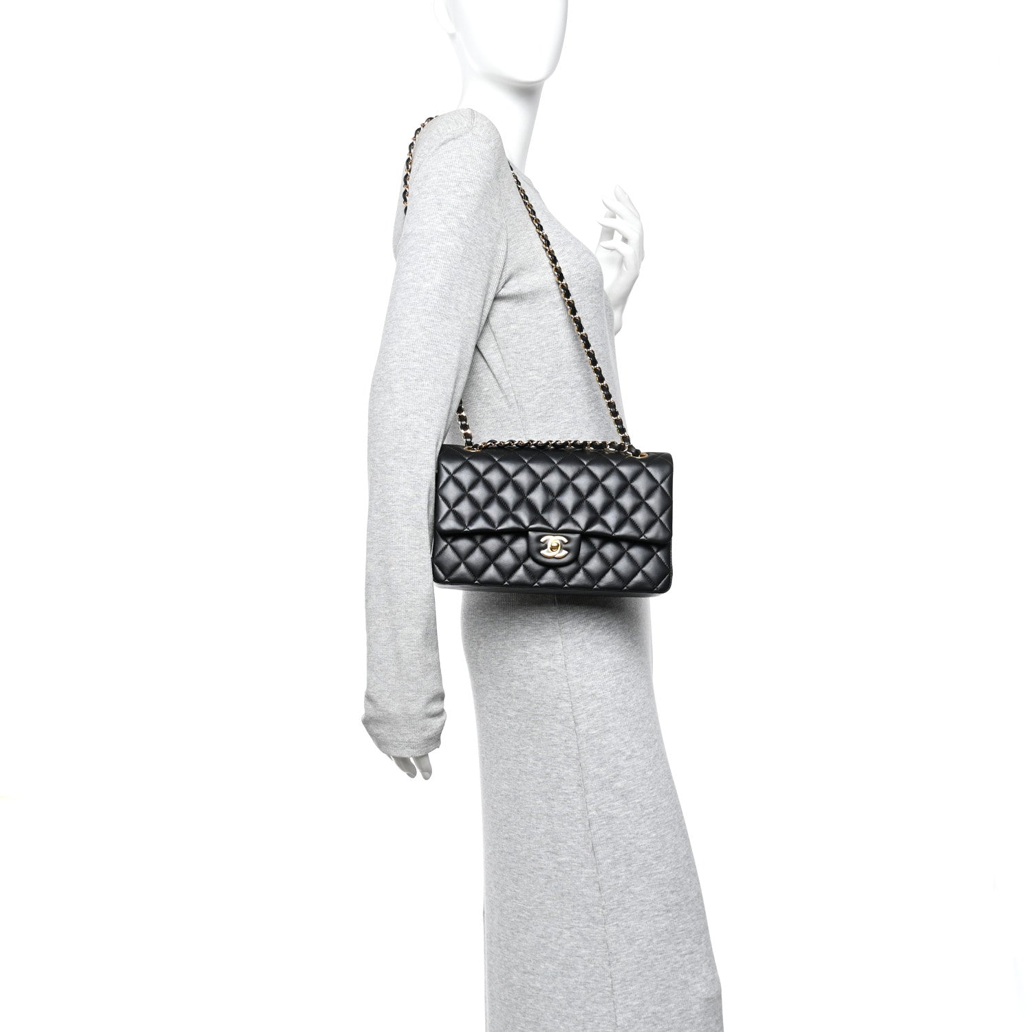 Chanel Lambskin Quilted Medium Double Flap Black 2 of 10
