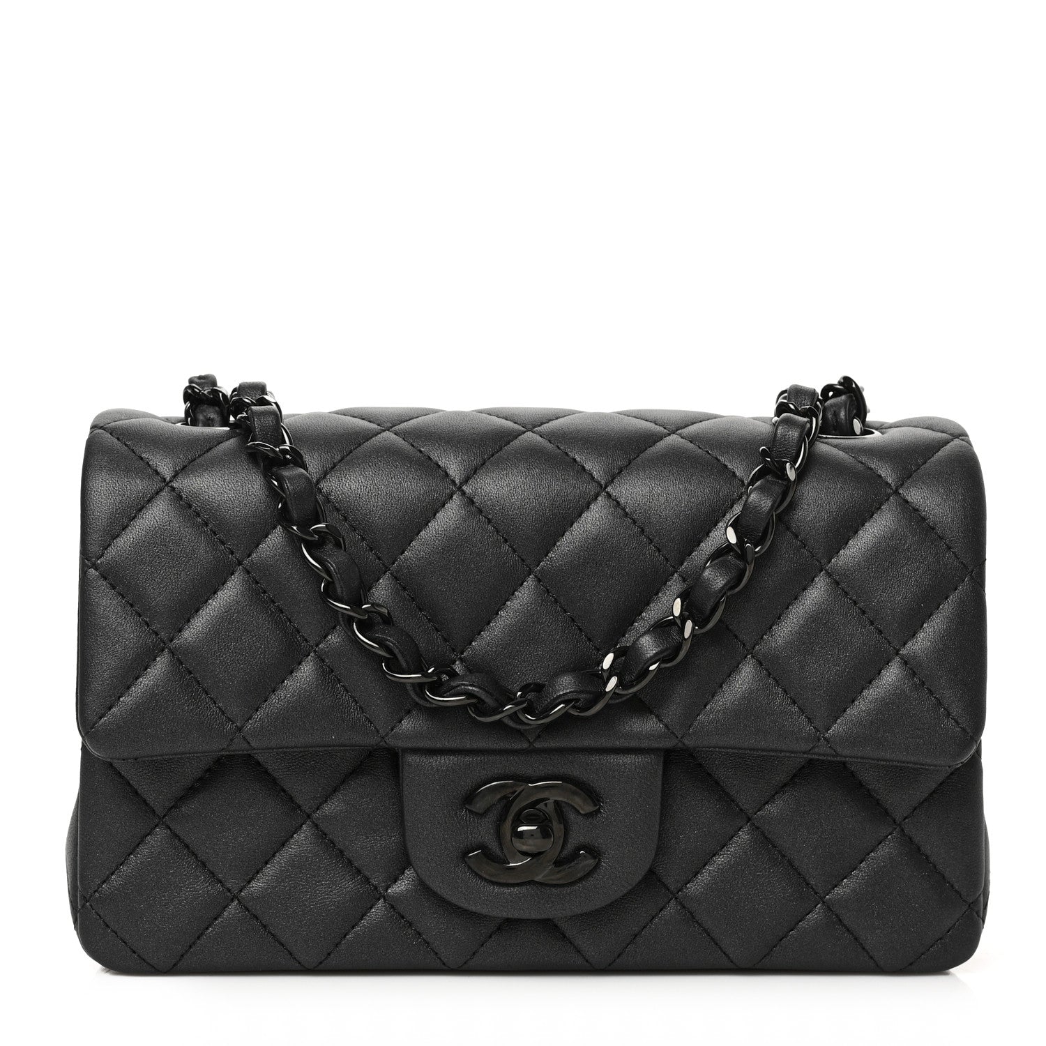 Chanel Pearly Lambskin Quilted Mini Rectangular Flap So Black 1 of 9