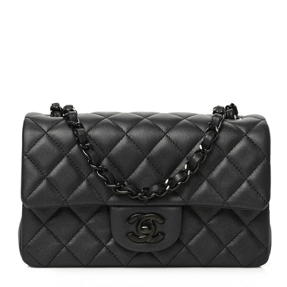 Chanel Pearly Lambskin Quilted Mini Rectangular Flap So Black 1 of 9