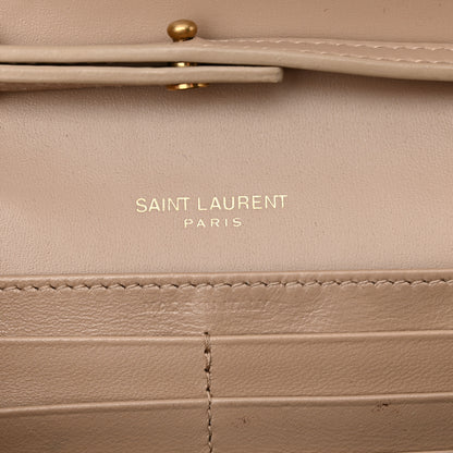 Saint Laurent Glossy Calfskin Monogram Chain Wallet Dark Beige 6 of 10