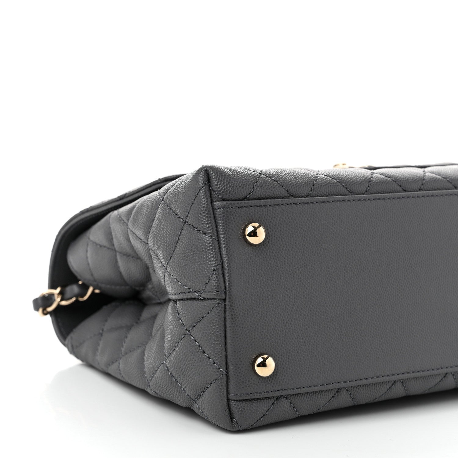 Chanel Caviar Quilted Small Coco Handle Flap Dark Grey 9 of 11