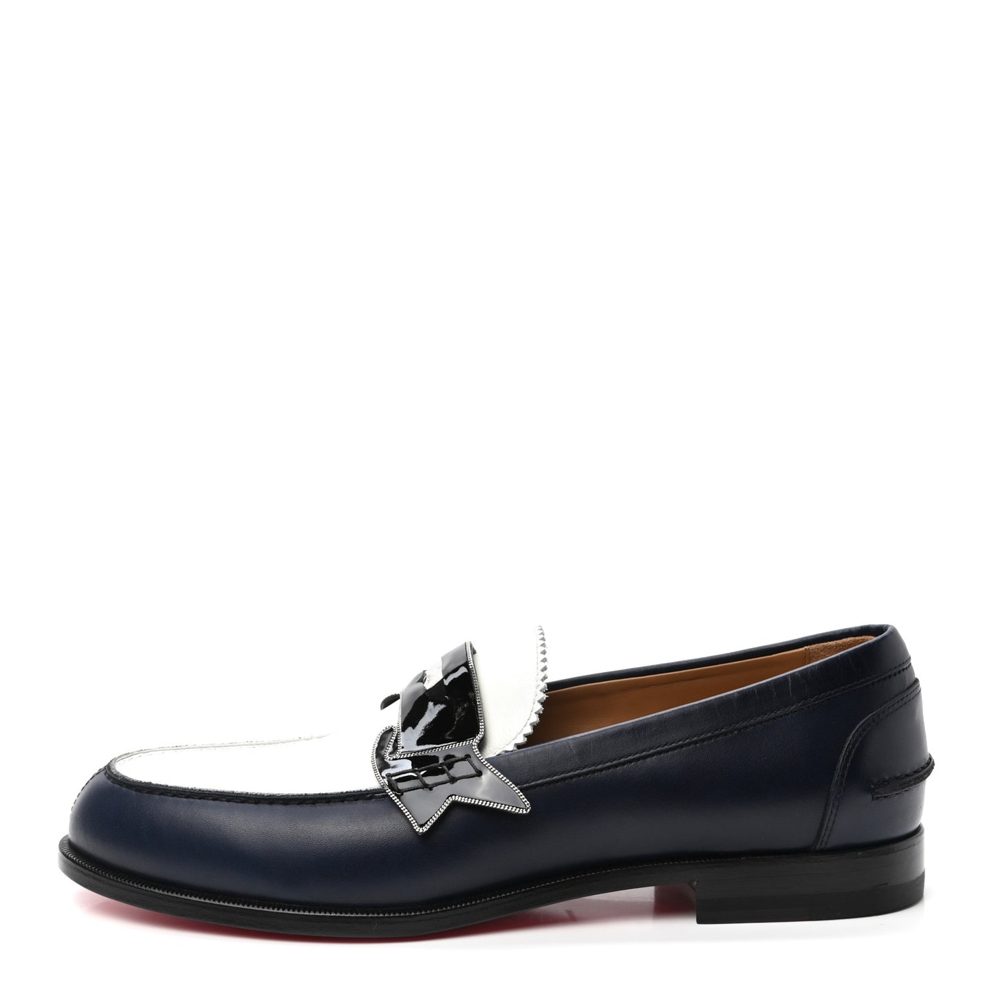 Calfskin Mens Monono Flat Loafers 41 Blue White