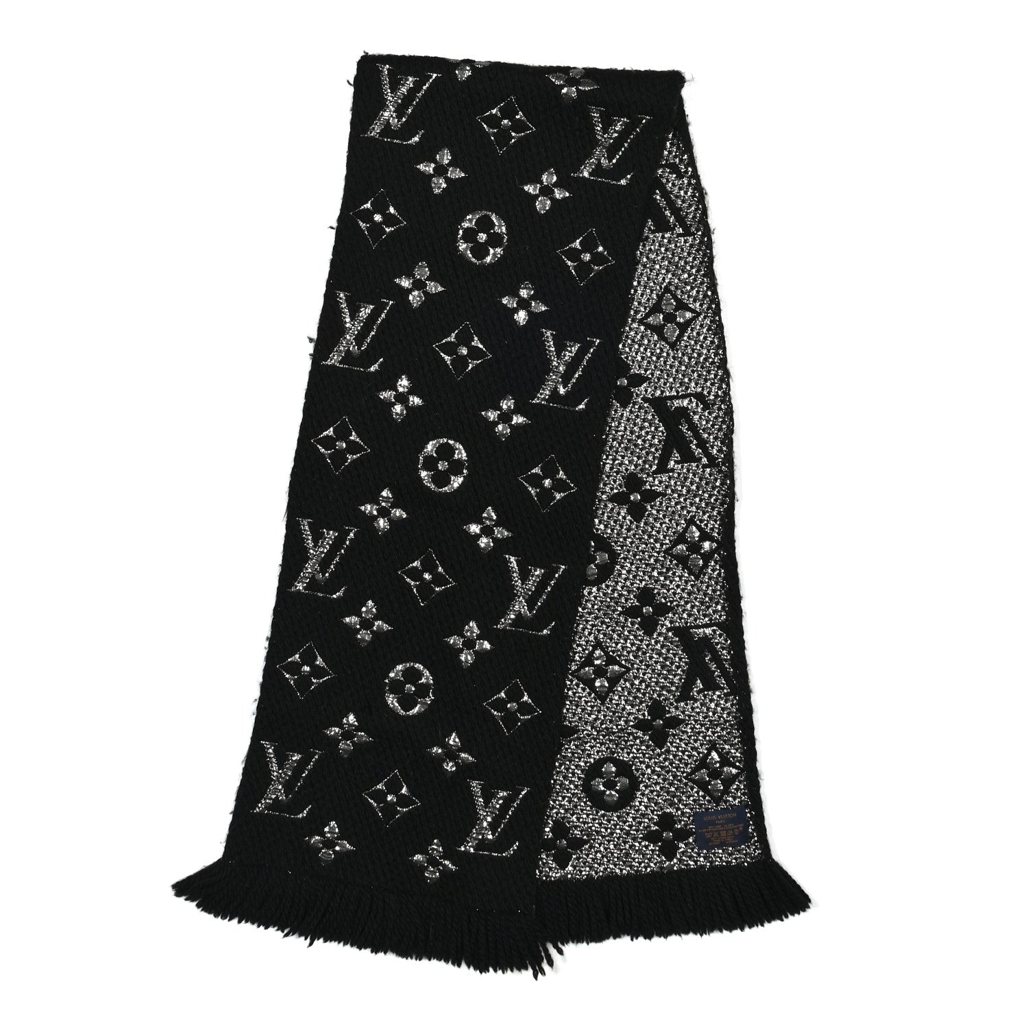 Louis Vuitton Wool Silk Logomania Shine Scarf Black 2 of 4