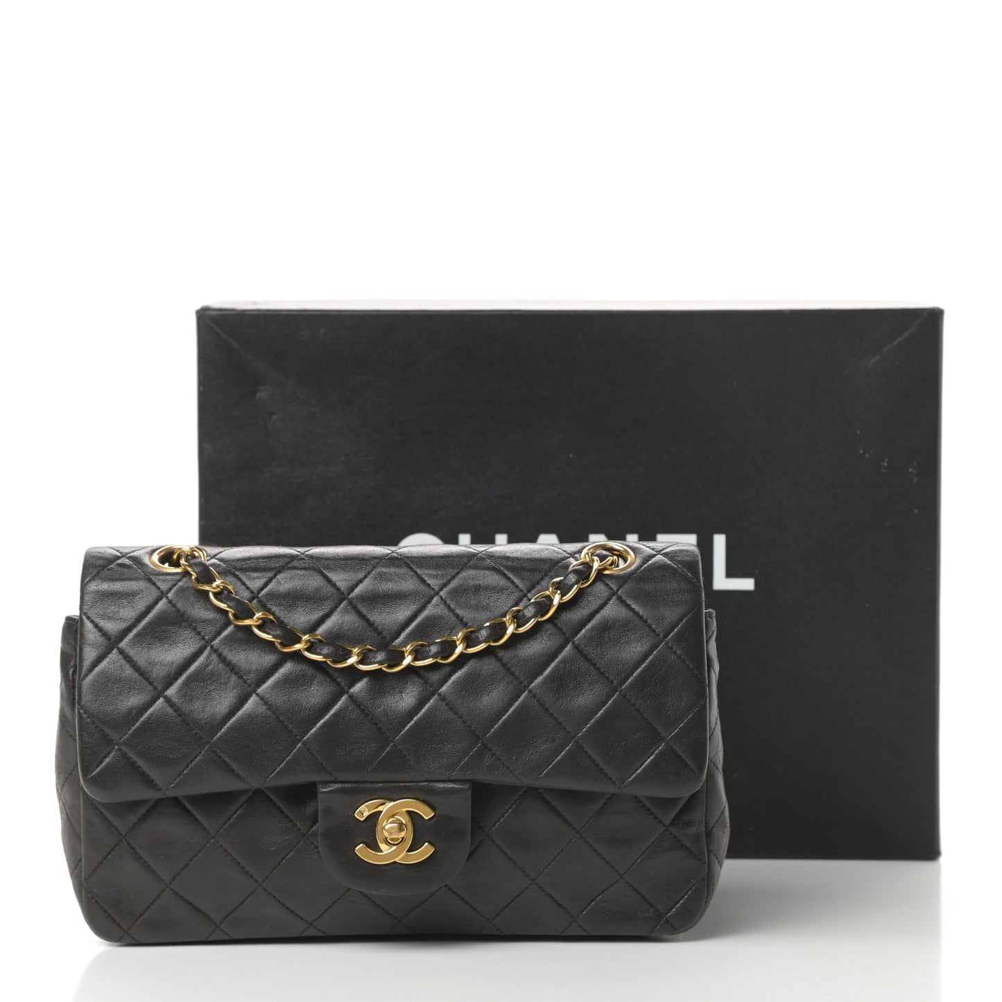 Lambskin Quilted Small Double Flap Black