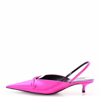 Balenciaga Satin Pointed Toe Knife Slingback 40mm Mules 36 Rose Fuchsia 1 of 10