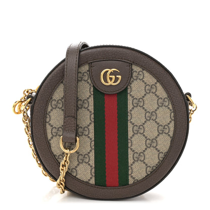 Gucci GG Supreme Monogram Web Mini Ophidia Round Shoulder Bag Brown 1 of 10