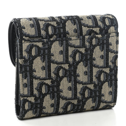 Christian Dior Oblique Saddle Lotus Wallet Blue 3 of 7
