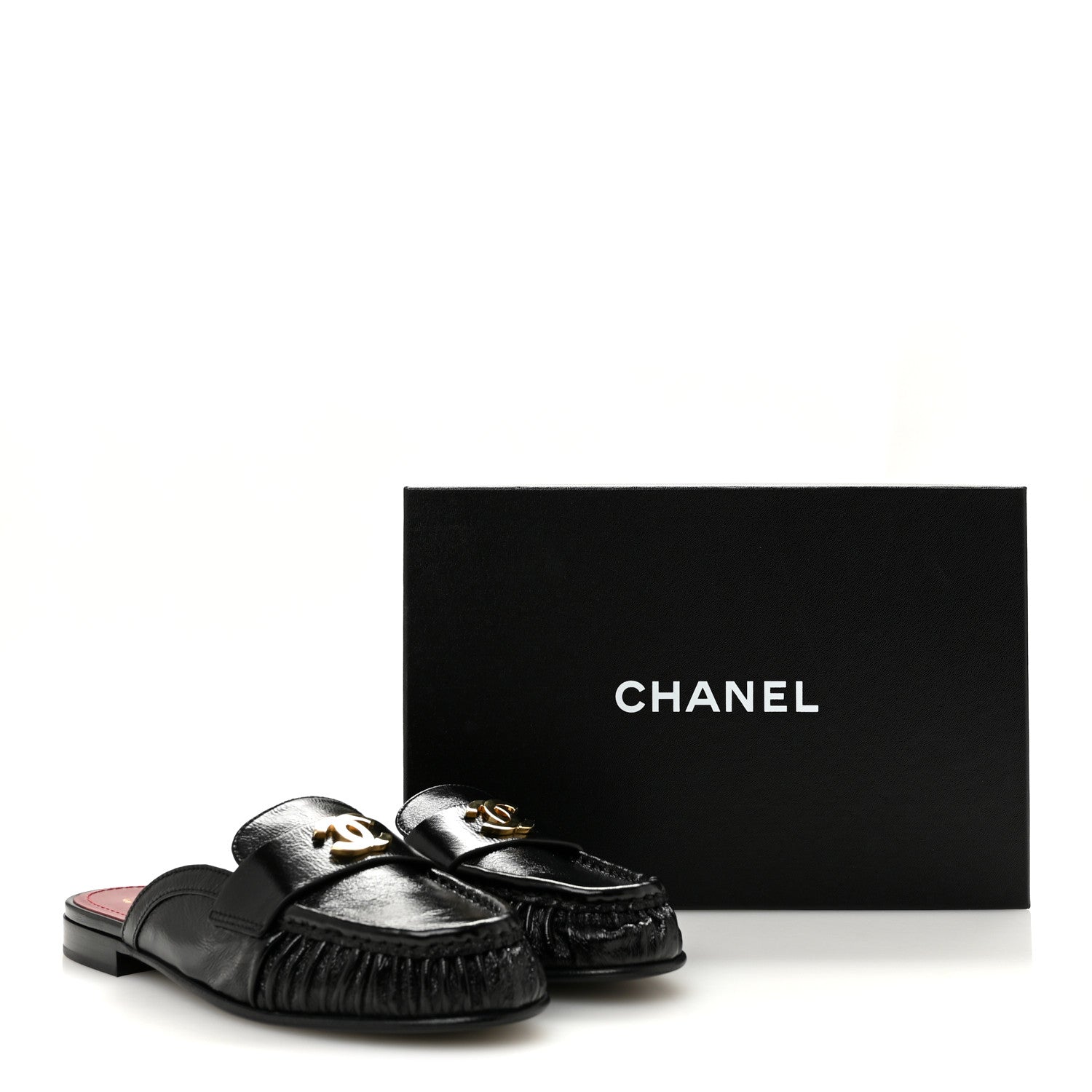 Chanel Shiny Crumpled Lambskin CC Mules 39 Black 10 of 10