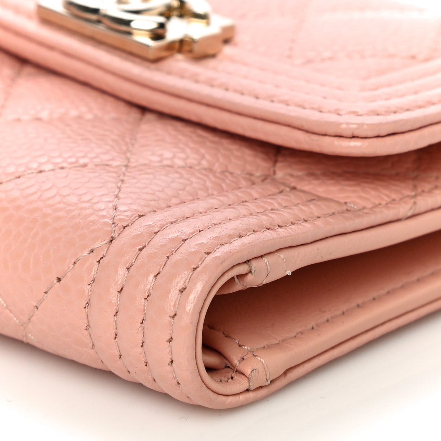 Caviar Quilted Boy Compact Wallet Pink