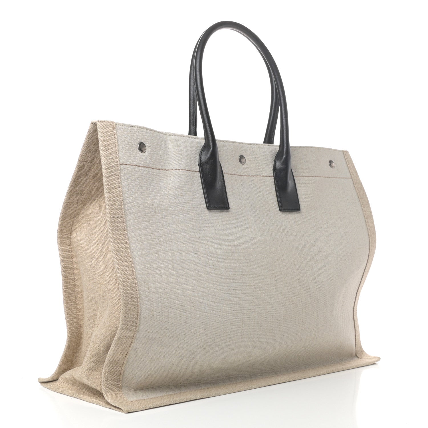 Saint Laurent Linen Calfskin Rive Gauche Tote Optic White 3 of 8