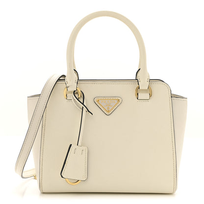 Prada Saffiano Soft Calfskin Mini Zippered Tote White 1 of 12