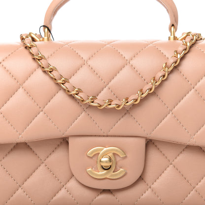Chanel Lambskin Quilted Mini Top Handle Rectangular Flap Beige 10 of 11