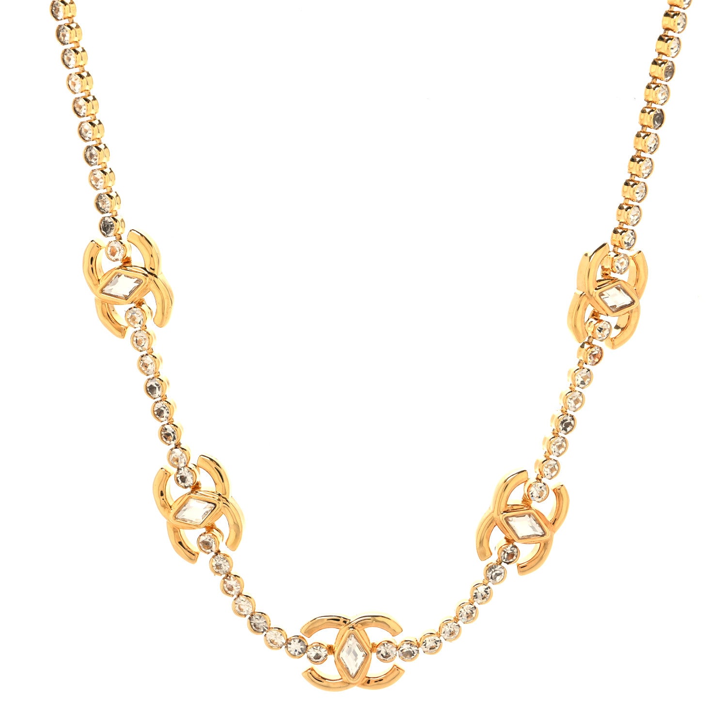 Chanel Metal Crystal CC Marquise Choker Gold 2 of 6