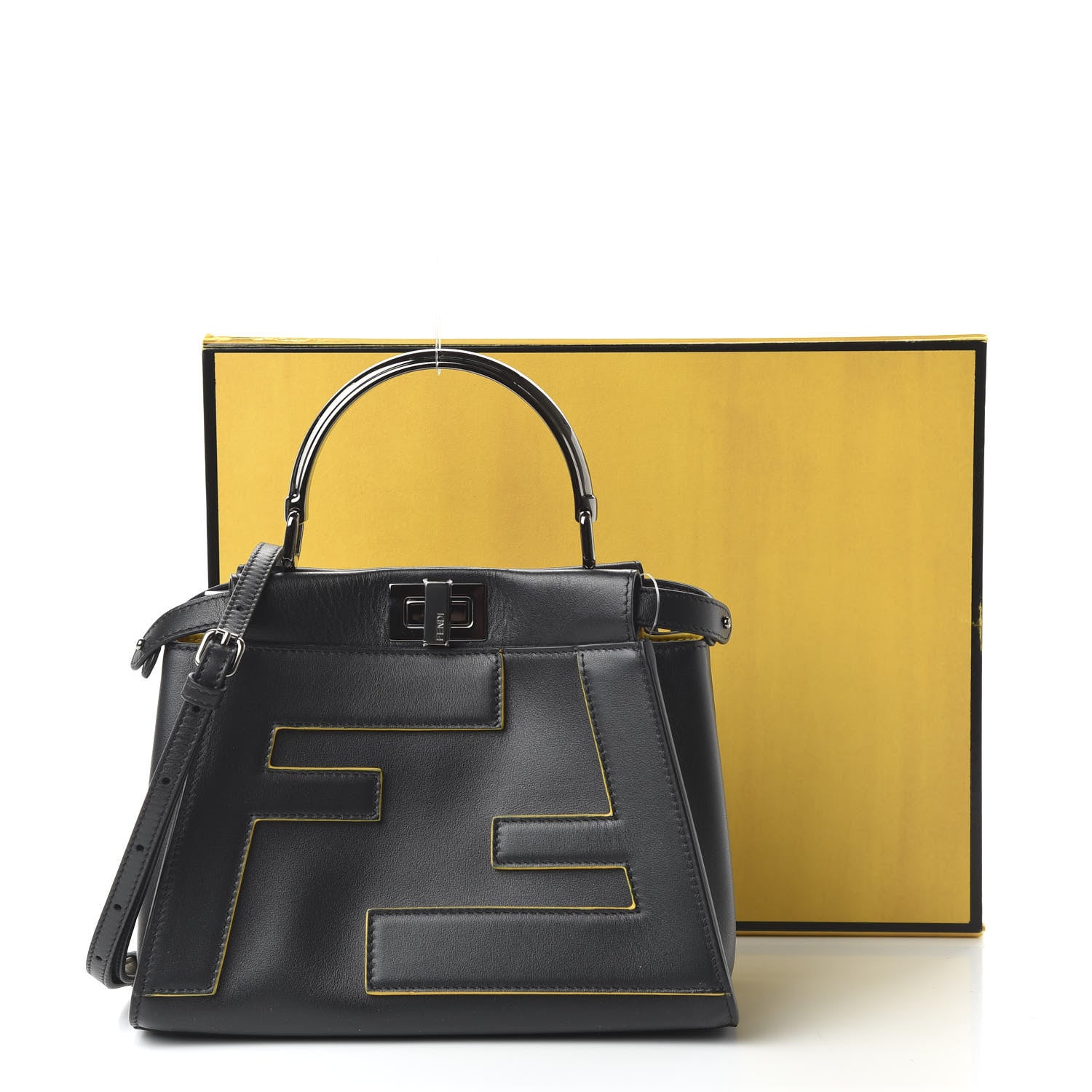 Fendi Nappa FF Mini Peekaboo Iconic Satchel Black 10 of 10