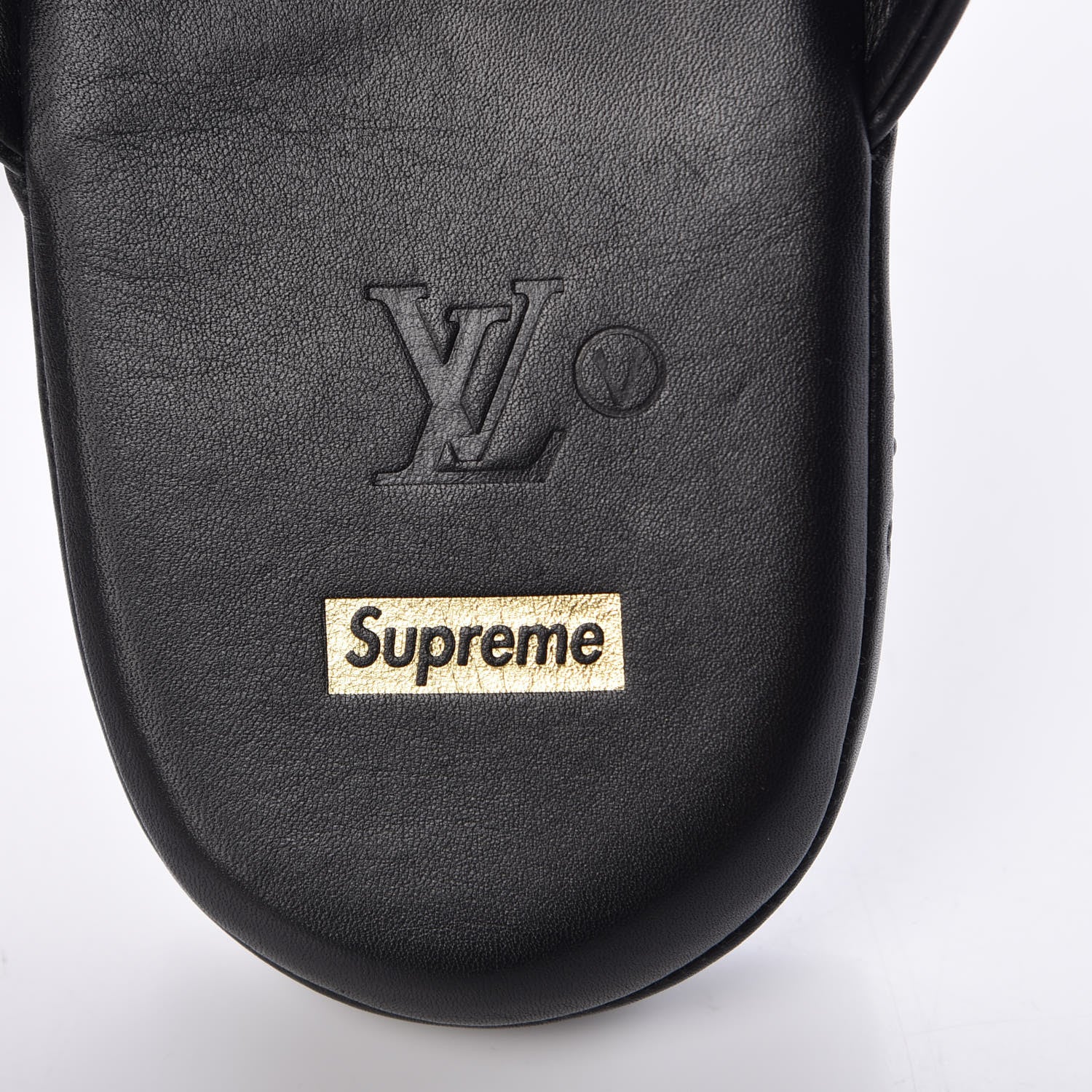 Louis Vuitton X SUPREME Lambskin Mens Hugh Slippers 7 Black 7 of 8