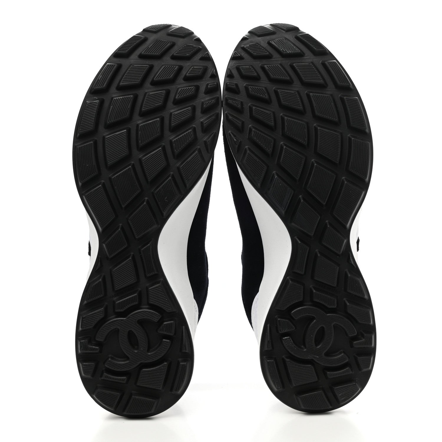 Chanel Fabric Suede Kidskin CC Sneakers 37.5 Dark Navy White 7 of 10