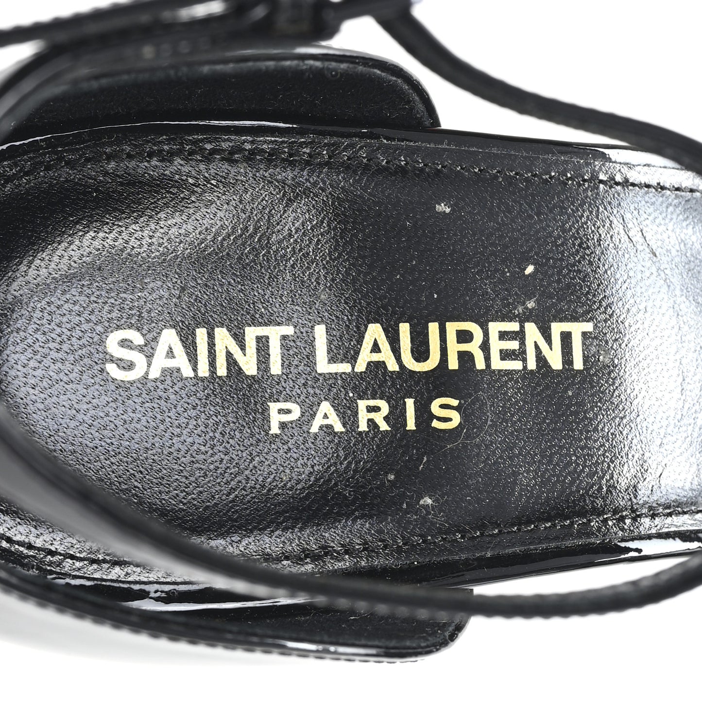 Patent Calfskin Opyum 110 Sandals 39.5 Black Gold