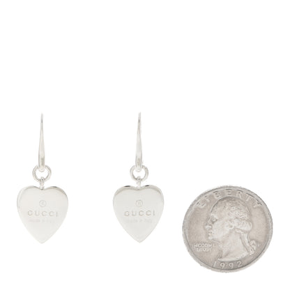 Gucci Sterling Silver Trademark Heart Drop Earrings 2 of 6