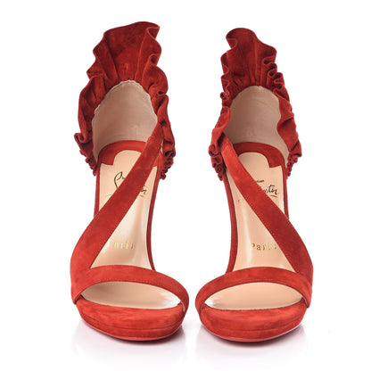 Christian Louboutin Suede Colankle 120 Sandals 37.5 Flamenco 2 of 7