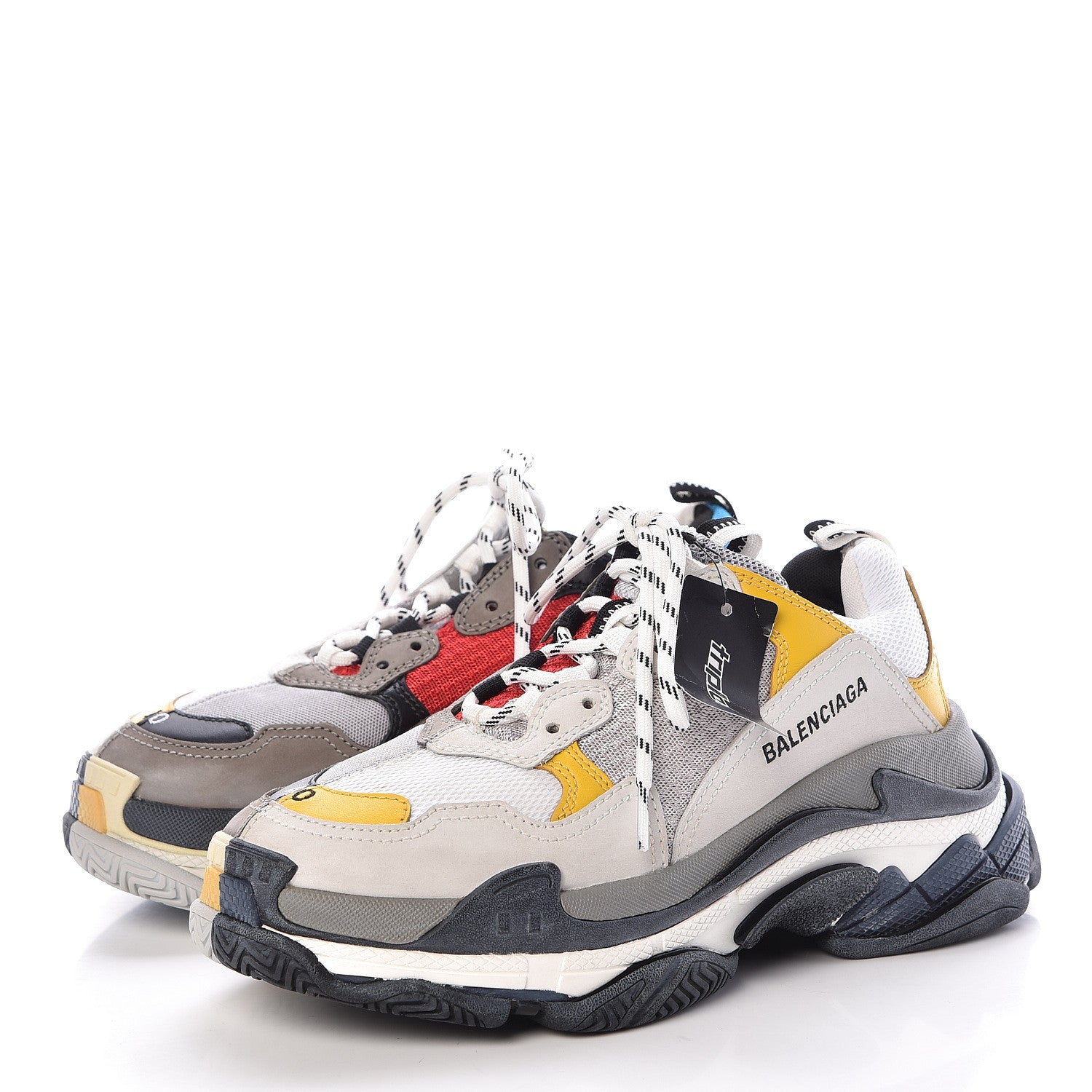 Balenciaga Fabric Mesh Half & Half Colorways Mens Triple S Sneakers 40 Grey Blue Rouge Jaune Black 3 of 9
