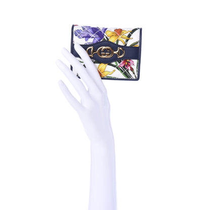 Gucci Canvas Flora Floral Trapuntata Zumi Card Case Wallet Great White Multicolor Blue Agata 2 of 7