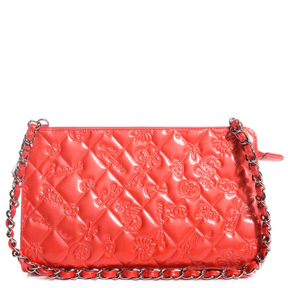 Chanel Patent Calfskin Lucky Symbols Pochette Light Red 1 of 7