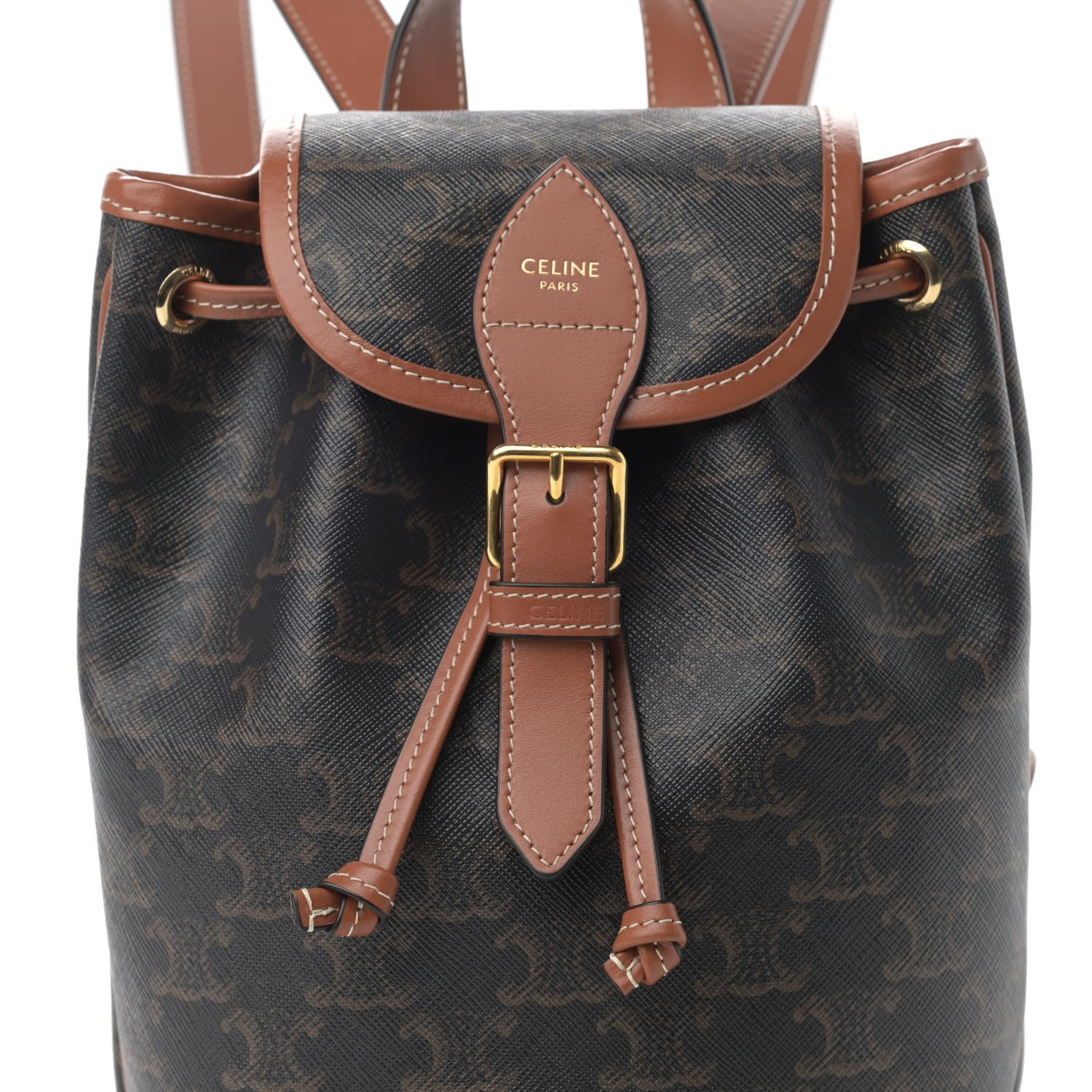 Celine Triomphe Canvas Calfskin Mini Folco Backpack Tan 8 of 10