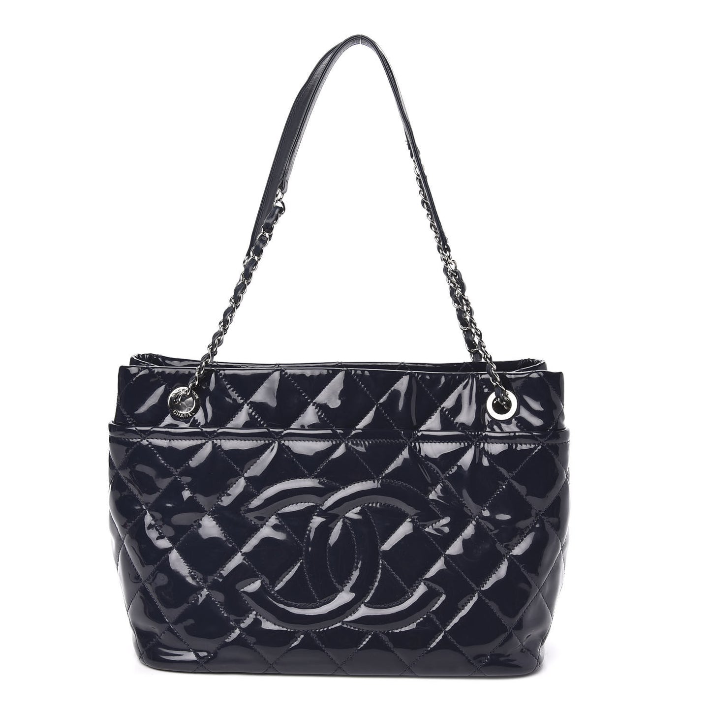 Patent Quilted Timeless CC Soft Tote Navy