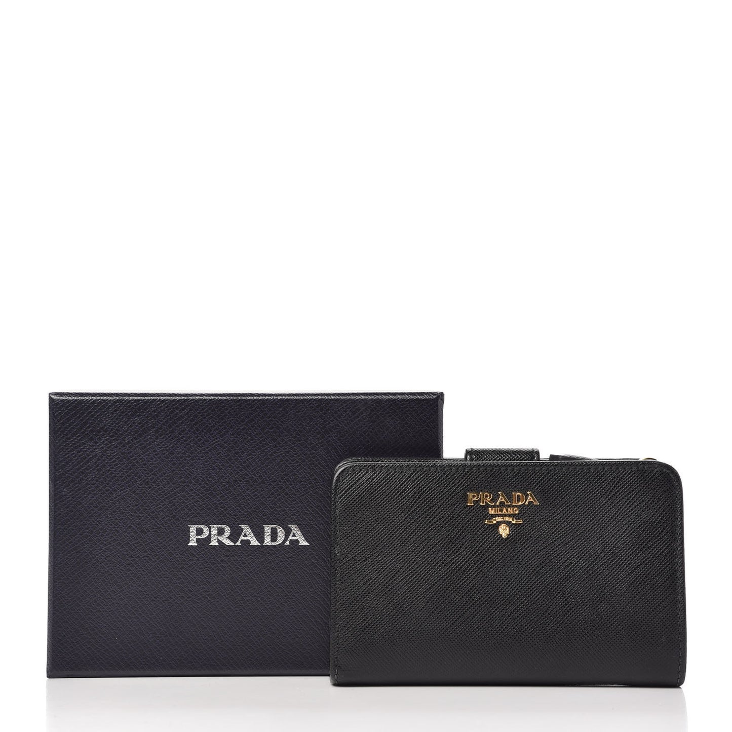 Saffiano Metal Compact Wallet Black