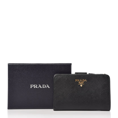 Prada Saffiano Metal Compact Wallet Black 10 of 10