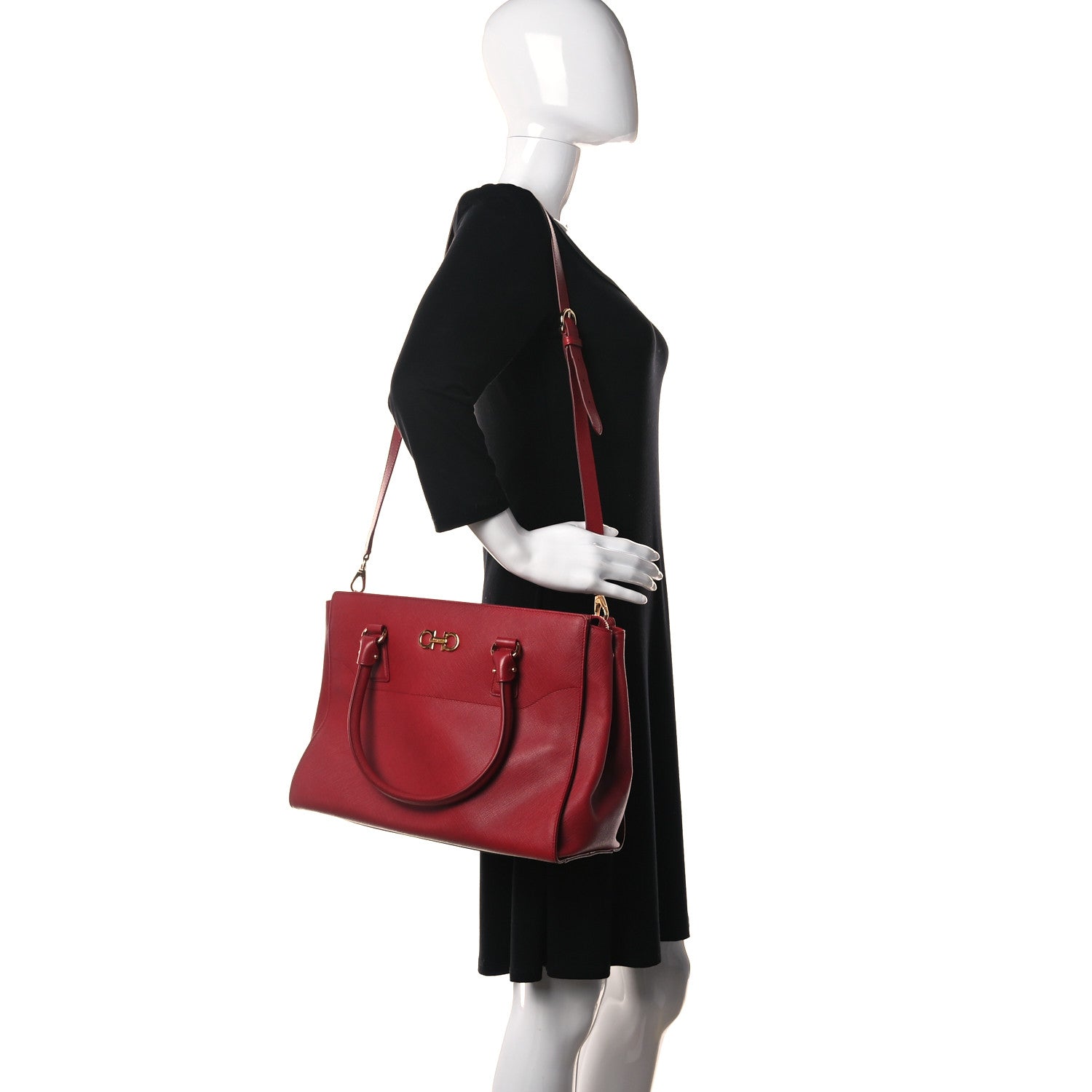 Salvatore Ferragamo Saffiano Beky Tote Rosso 2 of 10