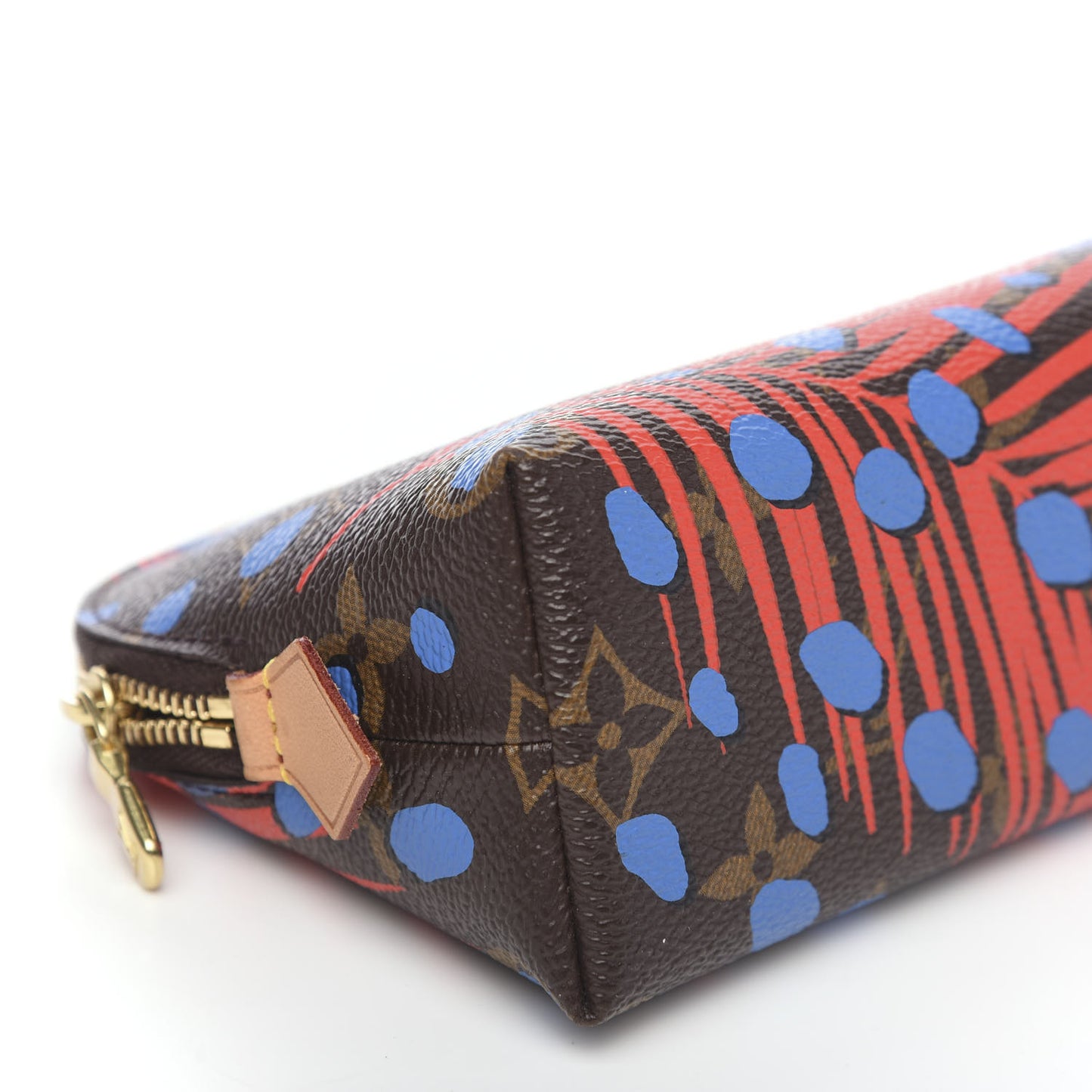 Monogram Jungle Dots Cosmetic Pouch Coquelicot Denim
