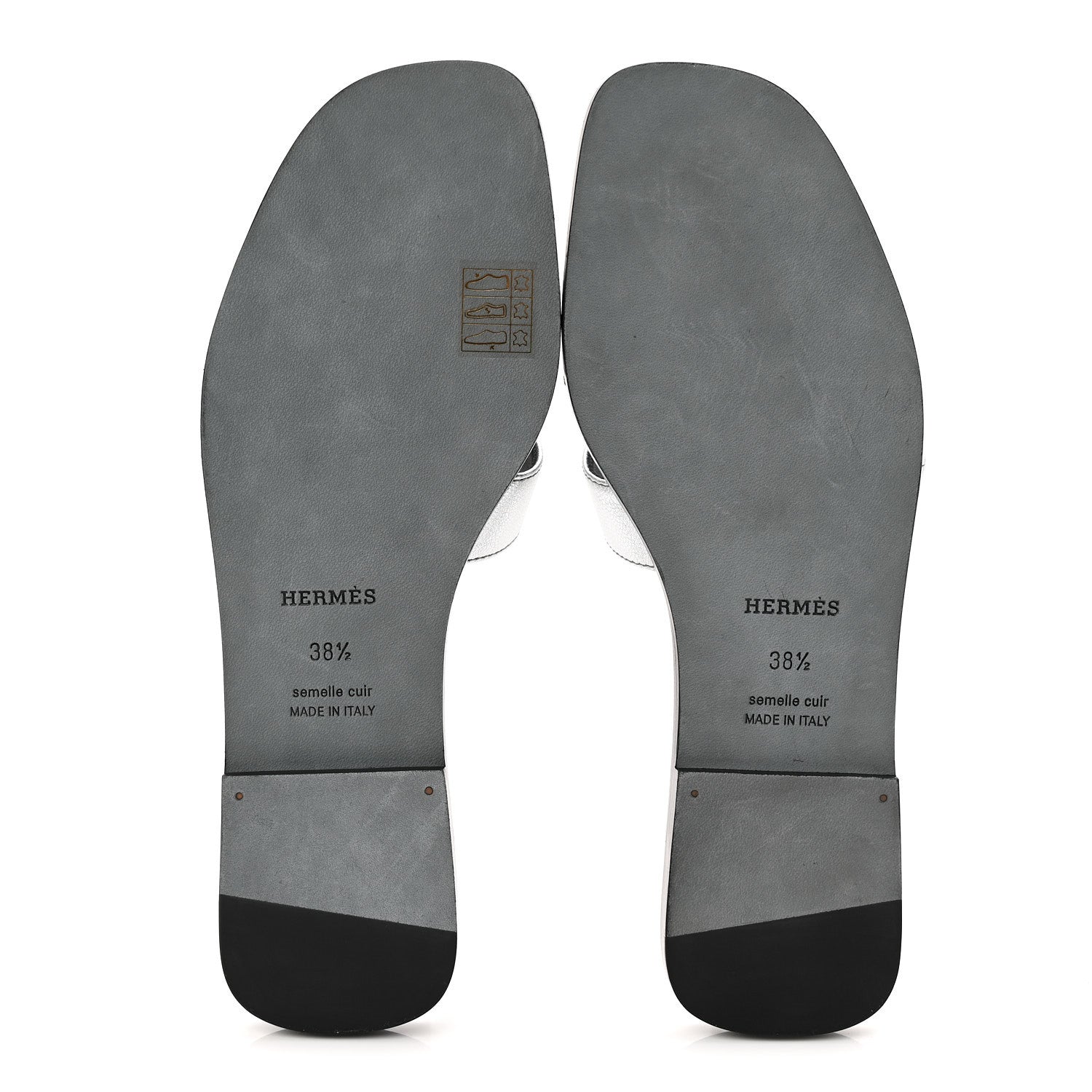 Hermes Metallic Chevre Oran Sandals 38.5 Gris Argente 6 of 9