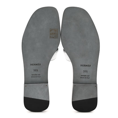 Hermes Metallic Chevre Oran Sandals 38.5 Gris Argente 6 of 9