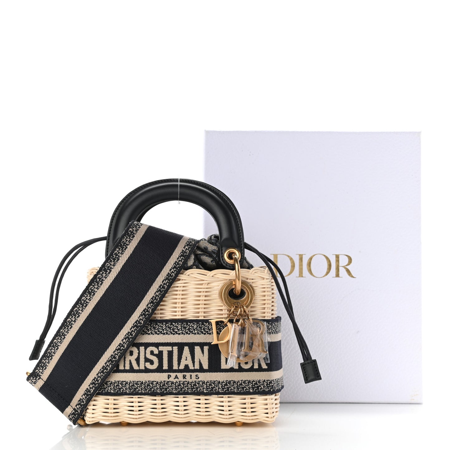 Wicker Oblique Mini Lady Dior Bag Blue