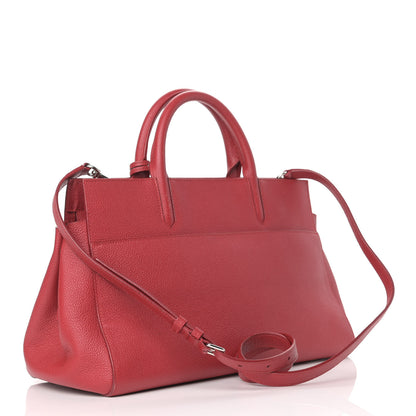Saint Laurent Grained Calfskin Small Cabas Rive Gauche Red 3 of 21