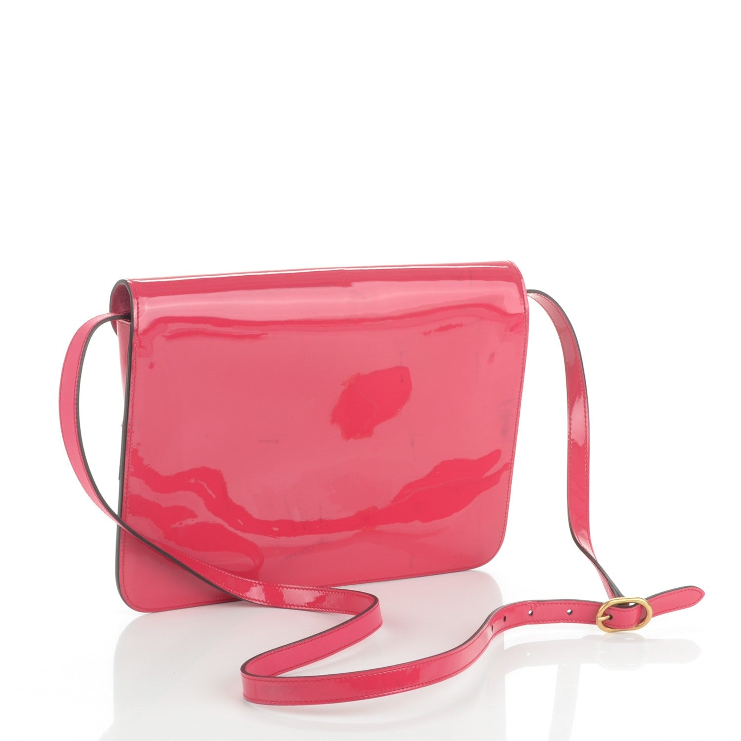 Gucci Patent Large Bright Bit Shoulder Bag Shocking Pink 3 of 8