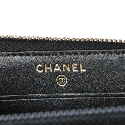 Chanel Caviar Quilted Small Filigree Zip Around Wallet Beige Black 6 of 9