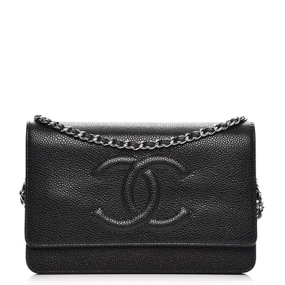 Chanel Caviar Timeless CC Wallet On Chain WOC Black 1 of 8