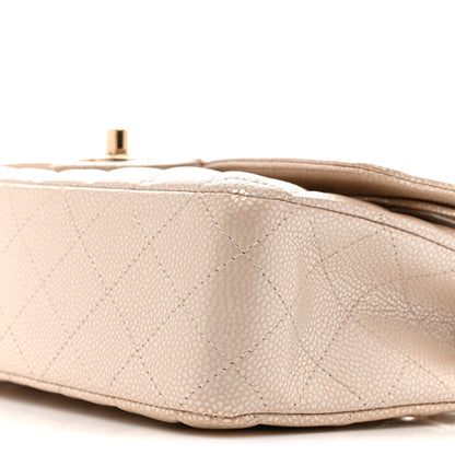 Chanel Pearly Caviar Quilted Medium Double Flap Light Beige 10 of 10