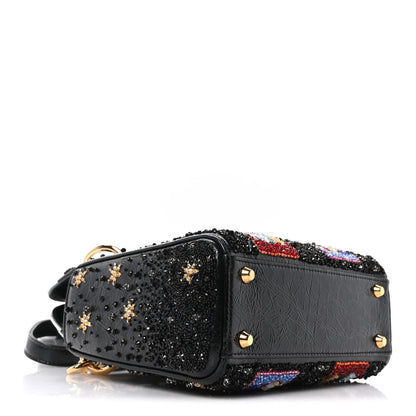 Christian Dior X DOROTHY IANNONE Crinkled Calfskin Crystal Beaded Mini Lady Dior Art Black Multicolor 4 of 9