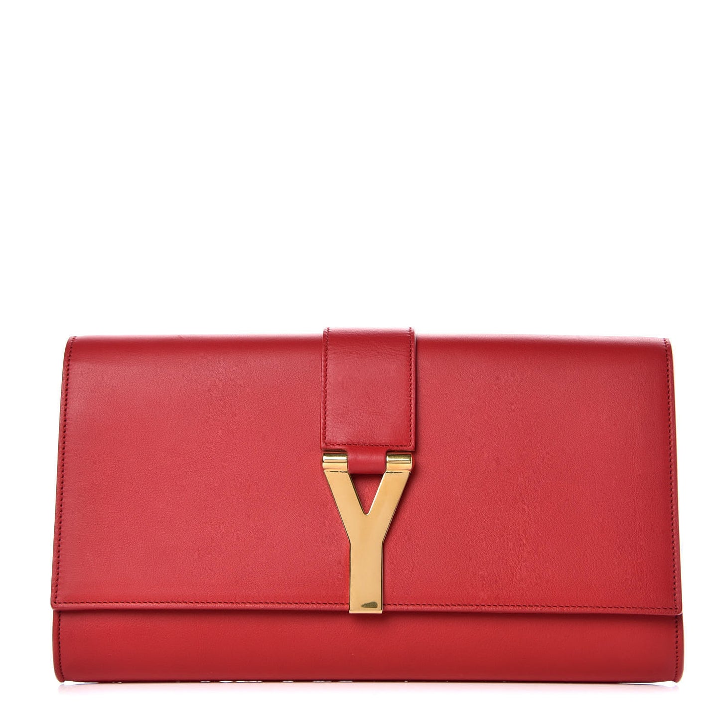 Calfskin Classic Y Ligne Clutch Red