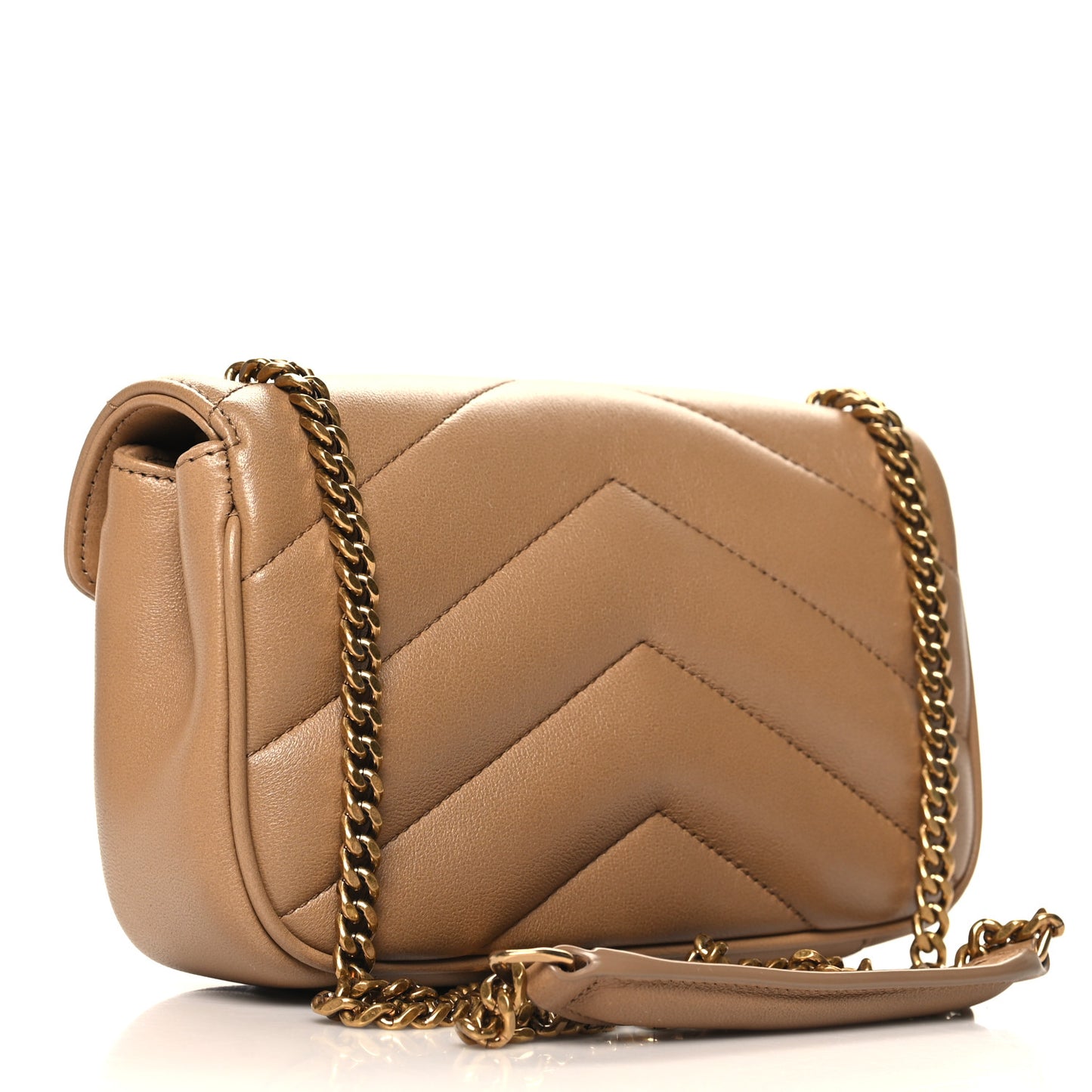 Lambskin Chevron Quilted Mini Loulou Natural Tan