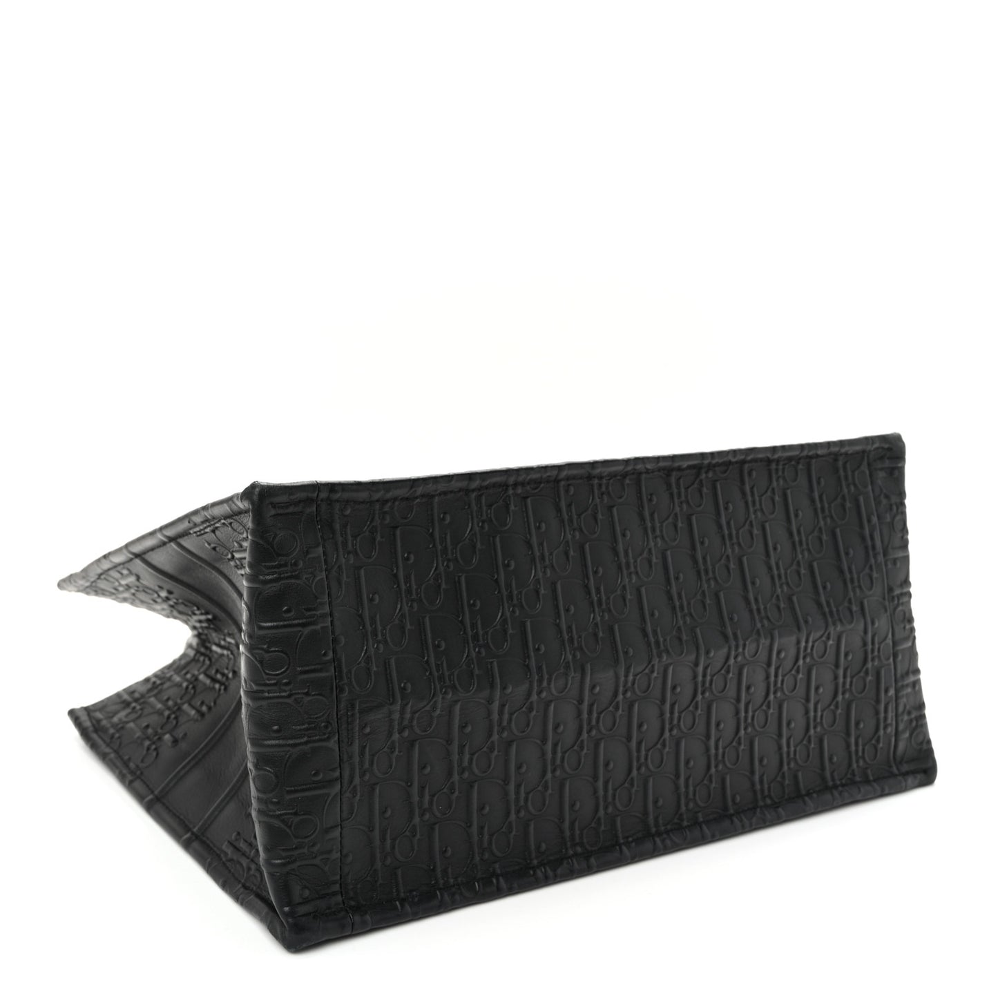Oblique Calfskin Embossed Medium Book Tote Black