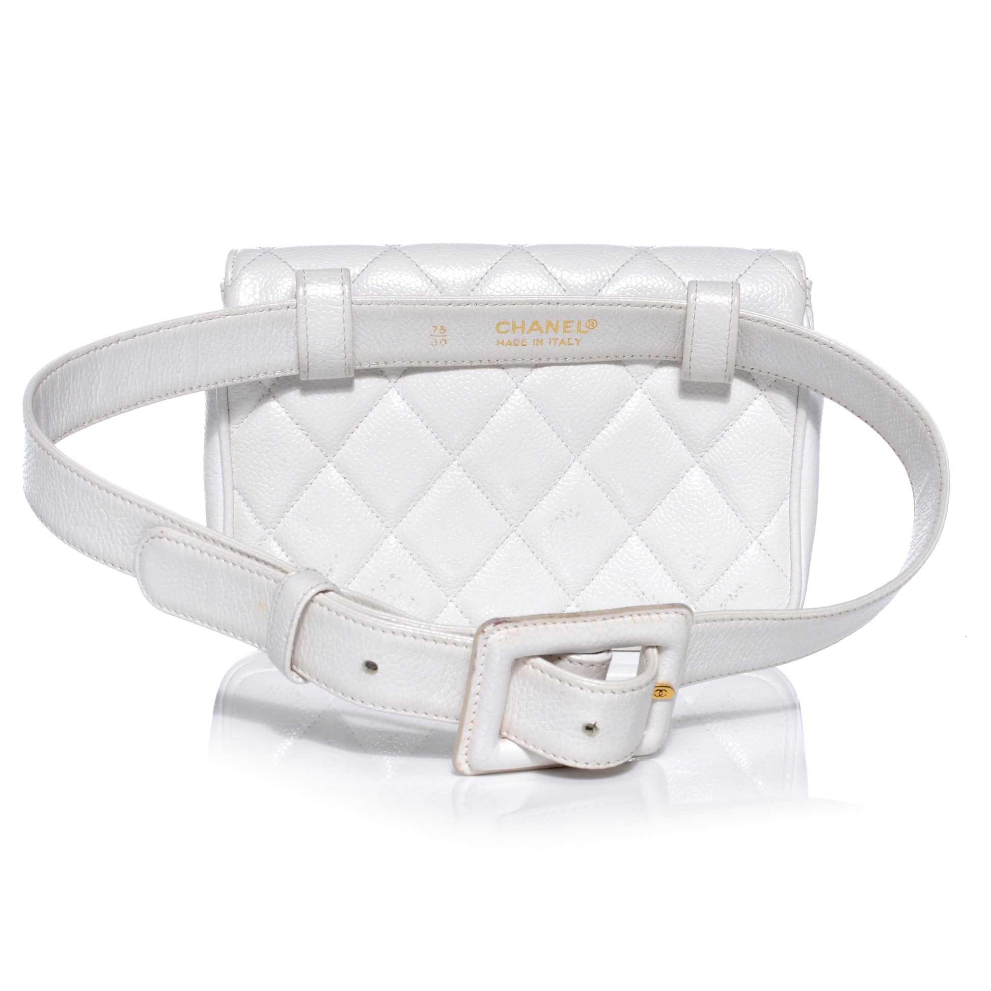 Chanel Caviar Flap Waist Belt Bag White 75 30 3 of 8