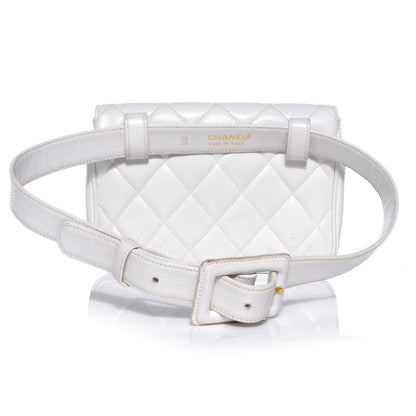 Chanel Caviar Flap Waist Belt Bag White 75 30 3 of 8