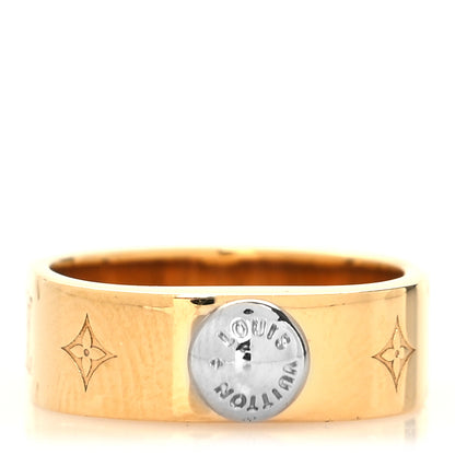 Louis Vuitton Brass Monogram Engraved Nanogram Ring S Gold 1 of 5