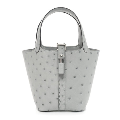 Hermes Ostrich Micro Picotin Lock Bleu Glacier 1 of 11