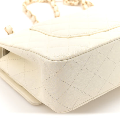 Chanel Caviar Quilted Medium Double Flap White 13 of 14