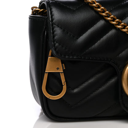 Gucci Calfskin Matelasse Super Mini GG Marmont Shoulder Bag Black 12 of 13
